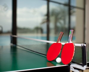 Table tennis rackets and ball