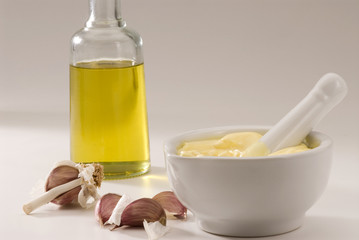 Spanish cuisine. Garlic mayonnaise sauce.