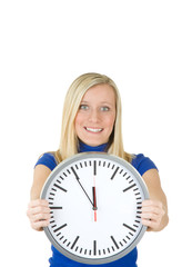 Smiling teenager with clock