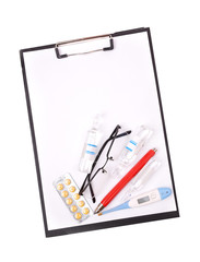 Medical clipboard with pills