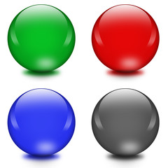 Four colorful 3d crystal balls