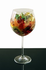 multicolor fruit jelly in cup