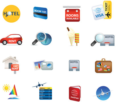 holiday travel and vacation icons
