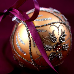 Christmas ball with satin ribbon