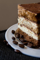 Tiramisu dessert and coffee crops