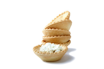 Tartlets with soft cheese isolated