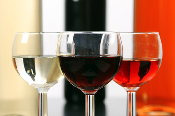 Red, rose and white wine, drink photo