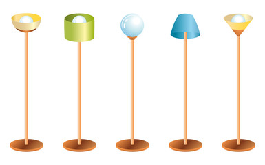 set of color retro lamps in vector mode