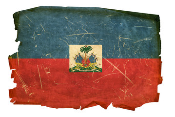 Haiti Flag old, isolated on white background. - obrazy, fototapety, plakaty
