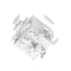 Decomposed cube of puzzle