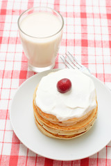 pancakes and a glass of milk