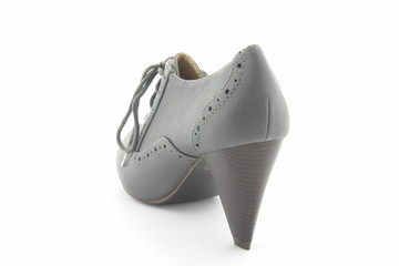 Escarpins &agrave; talons gris en cuir