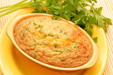 home casserole with cheese and herbs