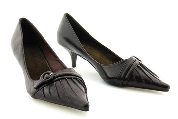 Escarpins a petites talons marrons en cuir