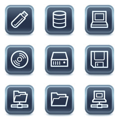Drives and storage web icons, mineral square buttons series