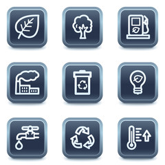 Ecology web icons set 1, mineral square buttons series