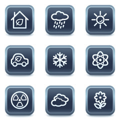 Ecology web icons set 2, mineral square buttons series