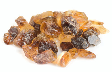 Crystals of brown unrefined cane sugar