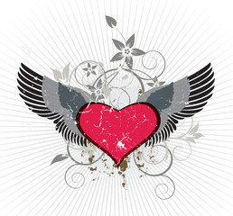 Wings heart emblem