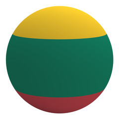 Fototapeta premium Lithuania flag on the ball isolated on white.