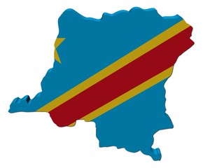 Fototapeta premium Democratic republic of Congo map flag 3d render