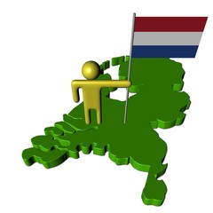 abstract person with Dutch flag on map illustration