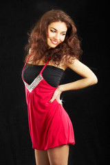 Fototapeta premium Beautiful young leggy brunette