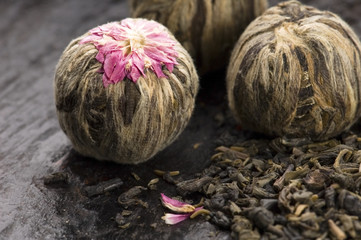 Green chinese tea balls