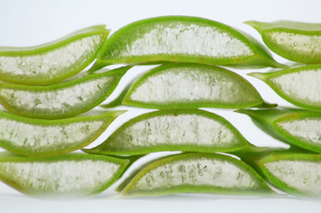 Sliced aloe vera leafs