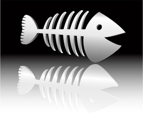 the abstract vector fish skeleton