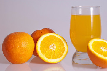 The orange juice and fruits of the orange