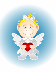 Obraz na płótnie Canvas The girl-angel with heart