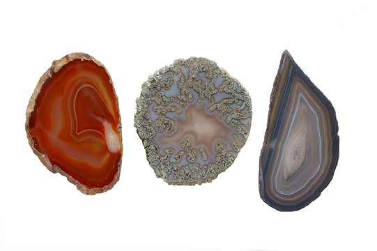 Three agates coming from the Czech republic
