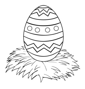 black and white easter egg in nest clip art preview