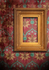 gold frame and the old wallpaper