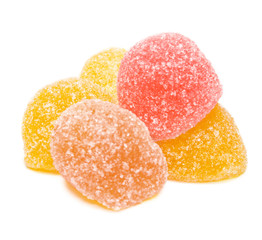 Fruit jelly isolated on the white background