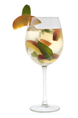 White Sangria in a glass on a white background