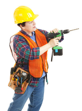 Construction Woman with Drill