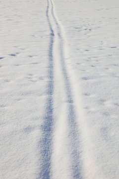 Skispuren im Pulverschnee, winter phat, Schneedecke