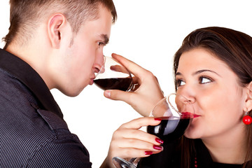 couple drinking red wine