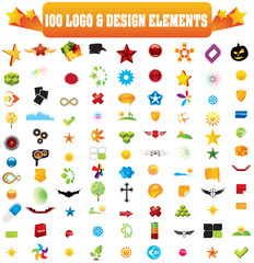 Collection of 100 design elements for your business artwork.