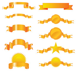 Collection of vector gold ribbons and seals