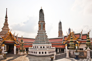Fototapeta premium famous Prangs in the Grand Palace in Bangkok in the temple area
