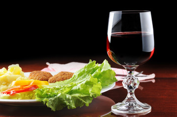 roasted cutlets and  wine