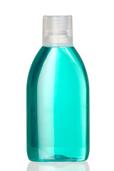 Bottle of mouthwash with reflection