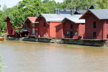 Obraz premium Riverside storage houses, Porvoo, Finland