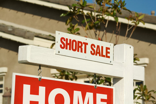 Short Sale Real Estate Sign & New Home