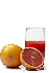 Grapefruit juice on white background