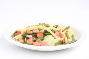Mix vegetables with sausages