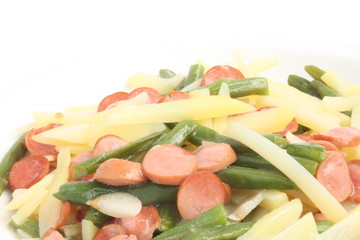 Mix vegetables with sausages